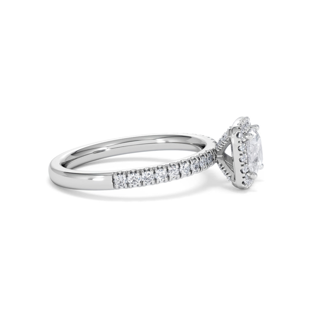 Beatrice GIA Diamond Halo Engagement Ring in Platinum 1.25ct G/VS