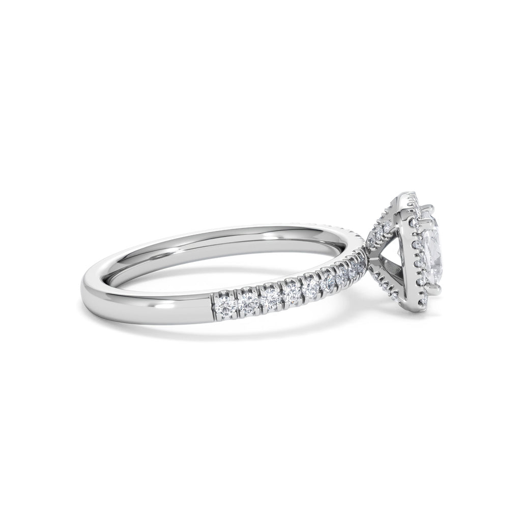Beatrice GIA Diamond Halo Engagement Ring in Platinum 1.25ct G/VS