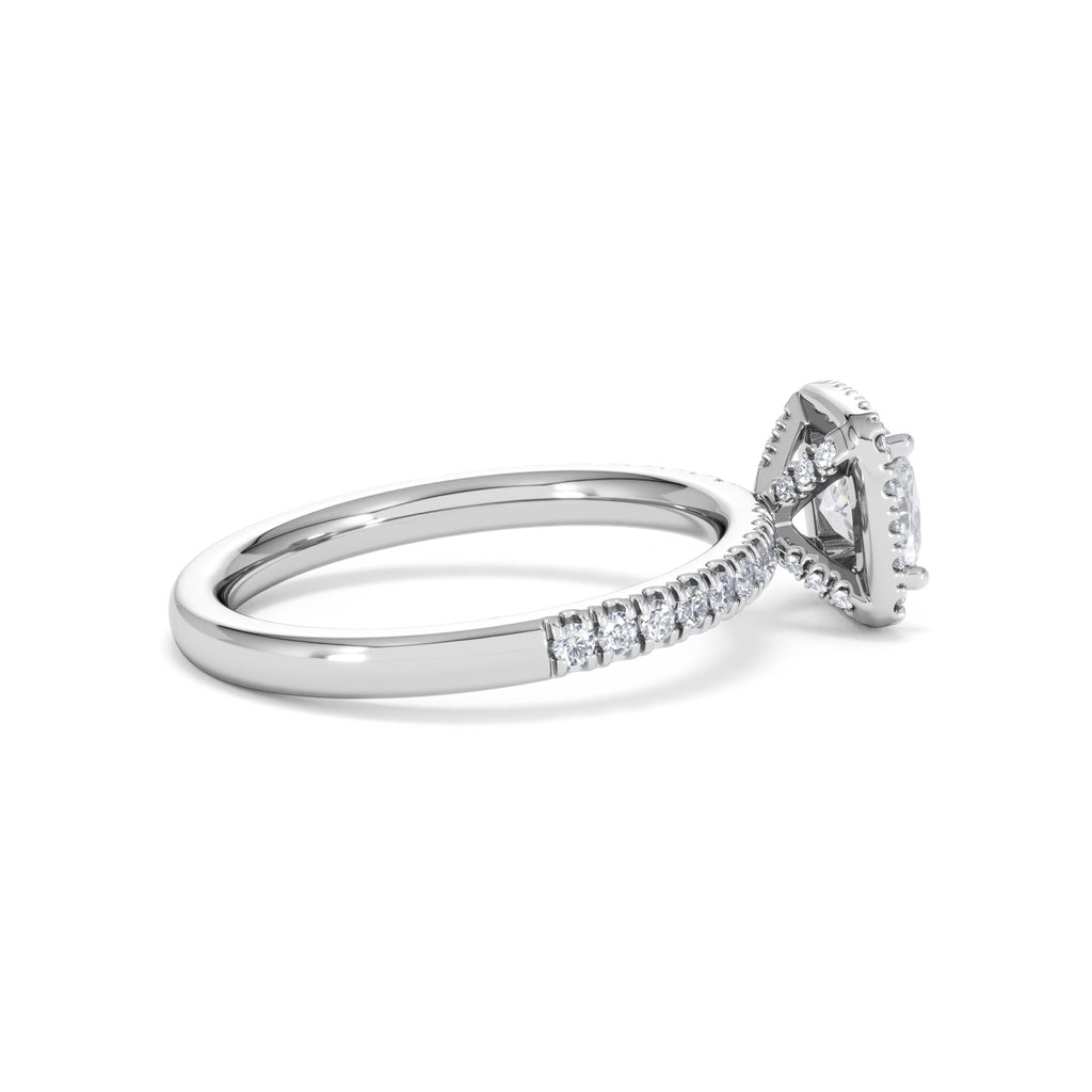 Beatrice GIA Diamond Halo Engagement Ring in Platinum 1.25ct G/VS