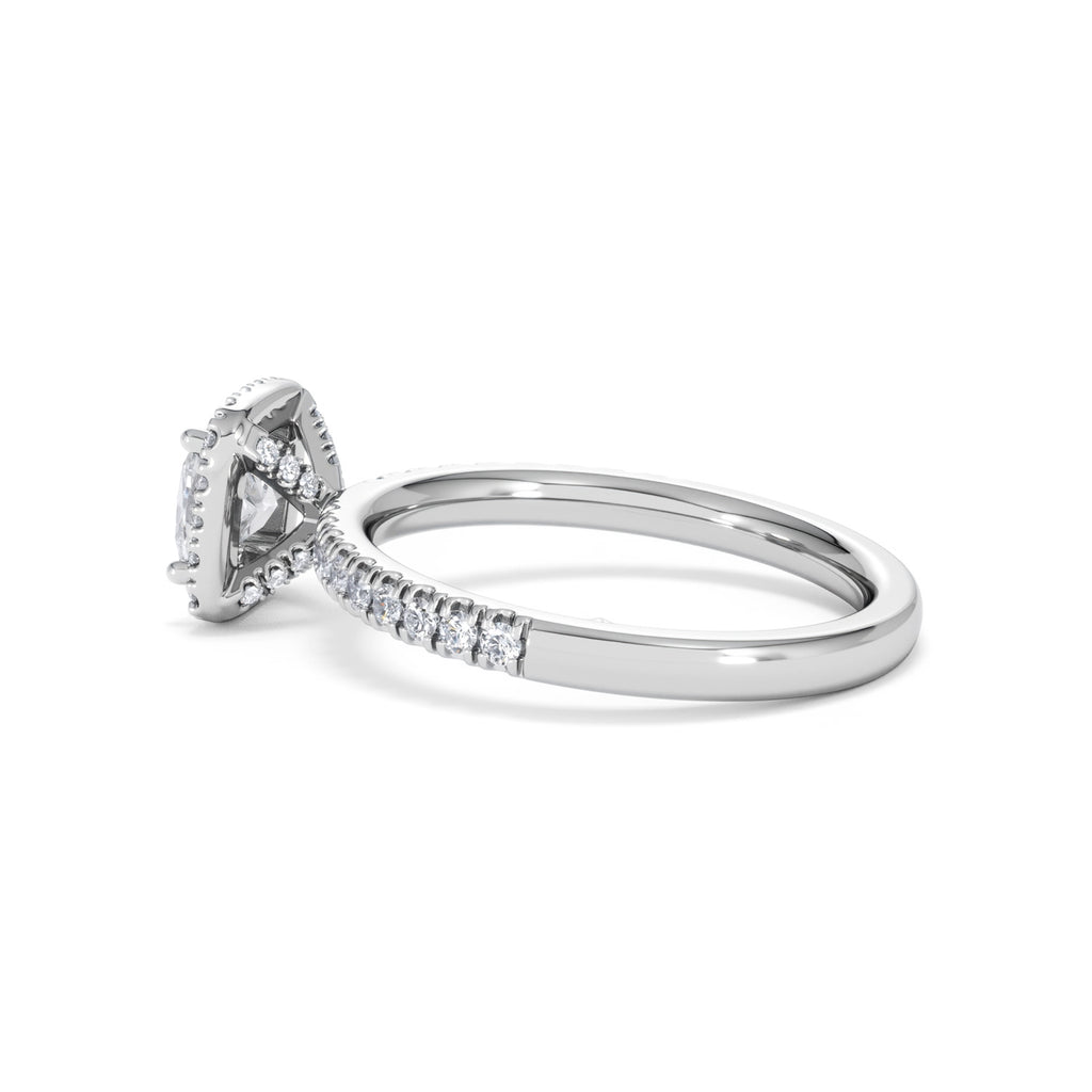 Beatrice GIA Diamond Halo Engagement Ring in Platinum 1.25ct G/VS