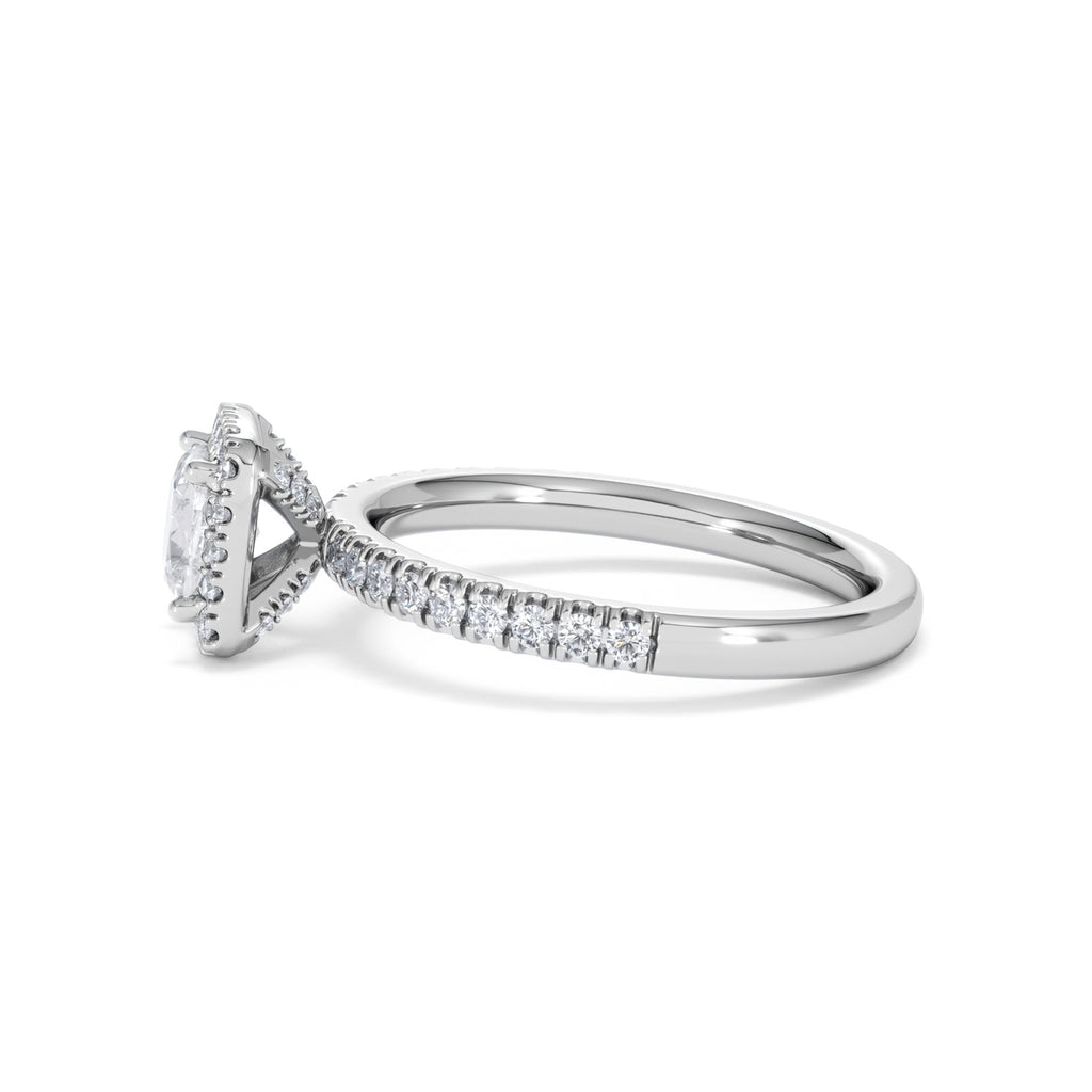 Beatrice GIA Diamond Halo Engagement Ring in Platinum 1.25ct G/VS