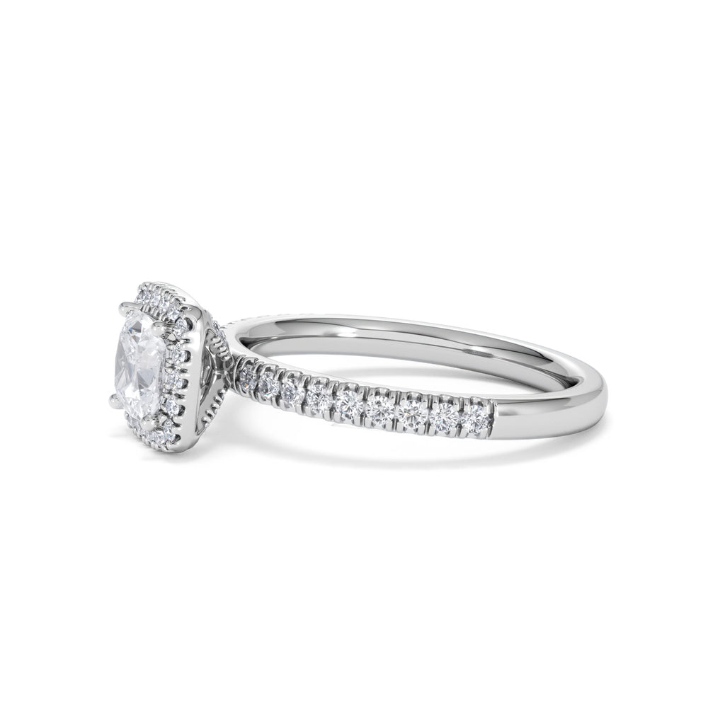 Beatrice GIA Diamond Halo Engagement Ring in Platinum 1.25ct G/VS