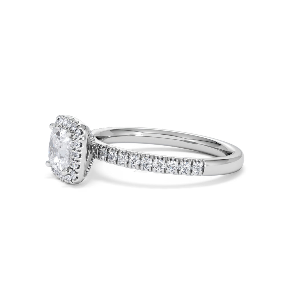 Beatrice GIA Diamond Halo Engagement Ring in Platinum 1.25ct G/VS
