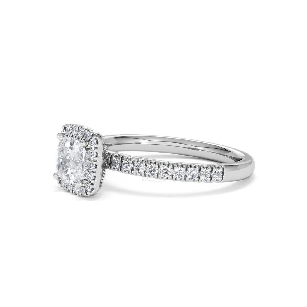 Beatrice GIA Diamond Halo Engagement Ring in Platinum 1.25ct G/VS