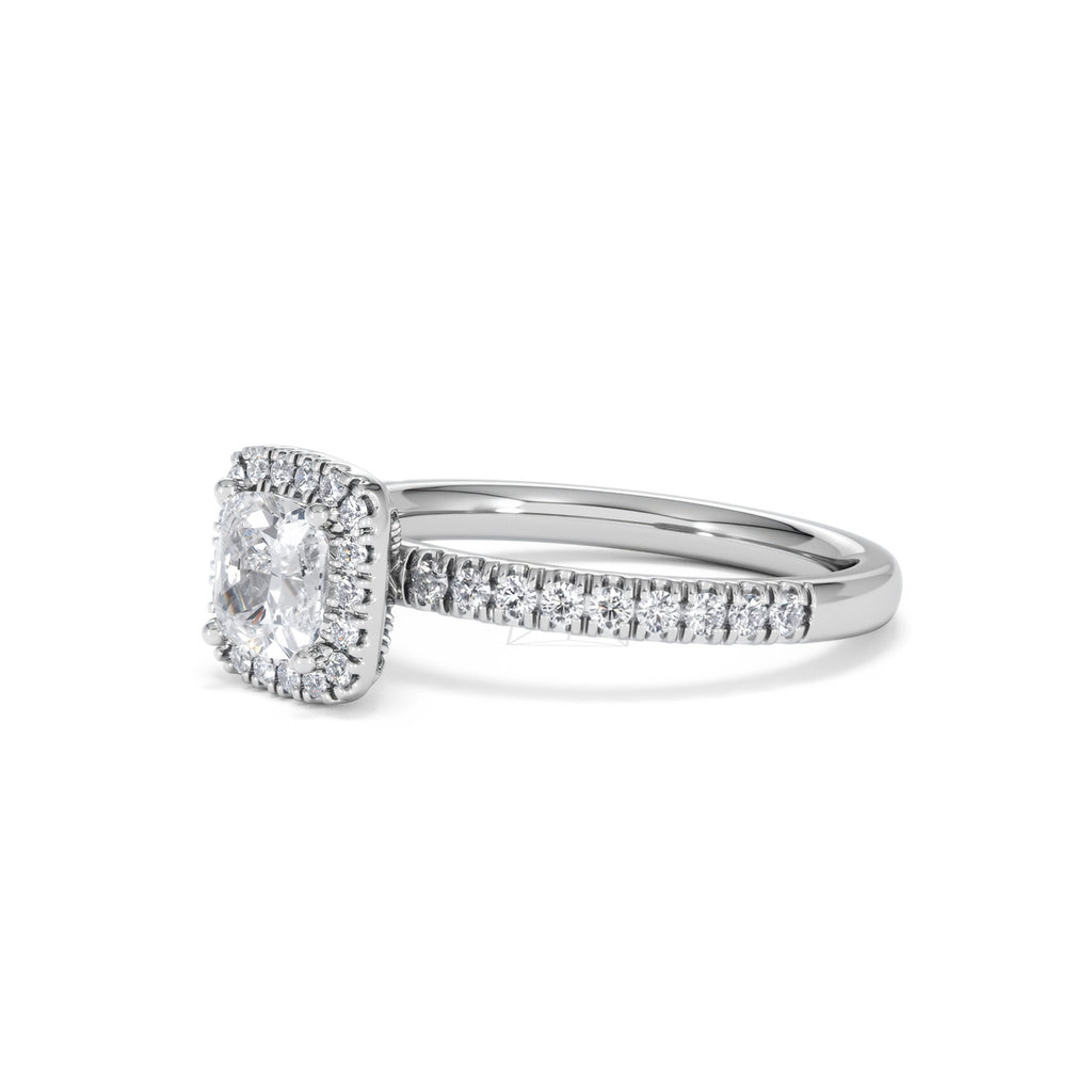 Beatrice GIA Diamond Halo Engagement Ring in Platinum 1.25ct G/VS