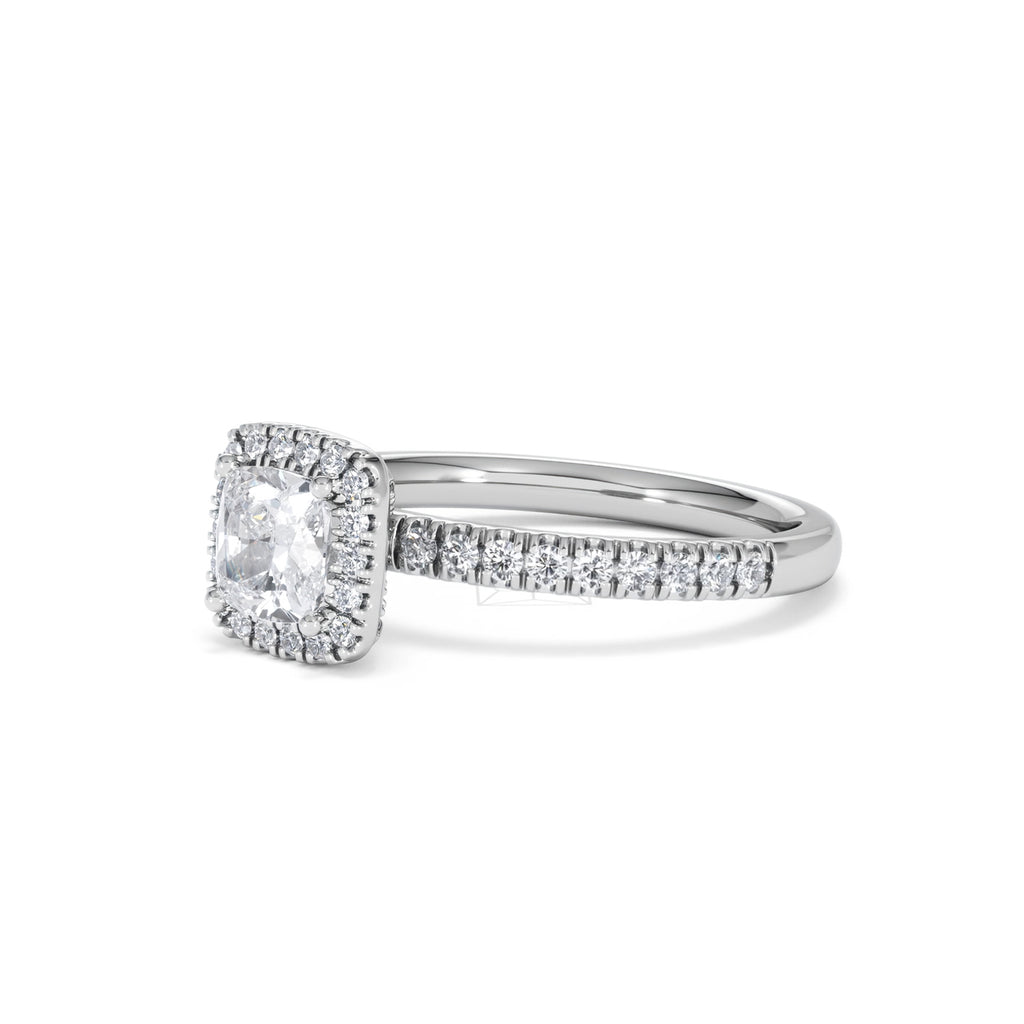 Beatrice GIA Diamond Halo Engagement Ring in Platinum 1.25ct G/VS