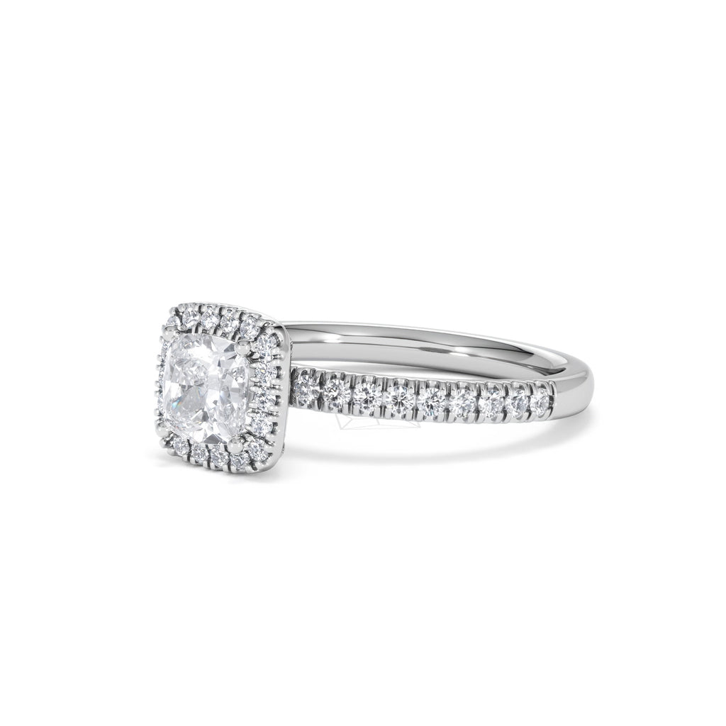 Beatrice GIA Diamond Halo Engagement Ring in Platinum 1.25ct G/VS