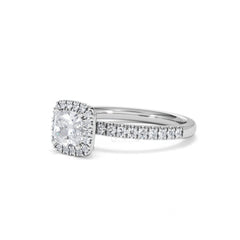 Beatrice GIA Diamond Halo Engagement Ring in Platinum 1.25ct G/VS