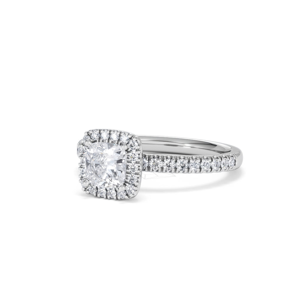 Beatrice GIA Diamond Halo Engagement Ring in Platinum 1.25ct G/VS