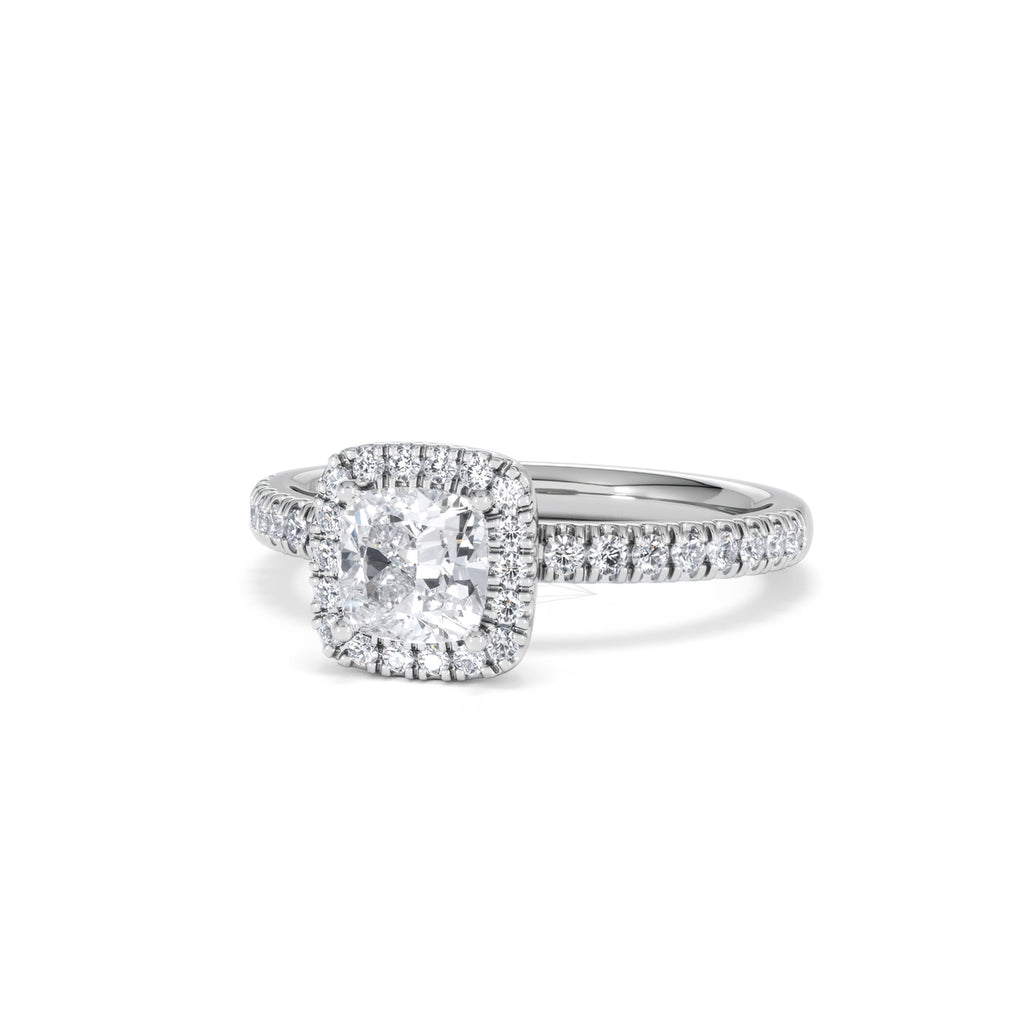 Beatrice GIA Diamond Halo Engagement Ring in Platinum 1.25ct G/VS