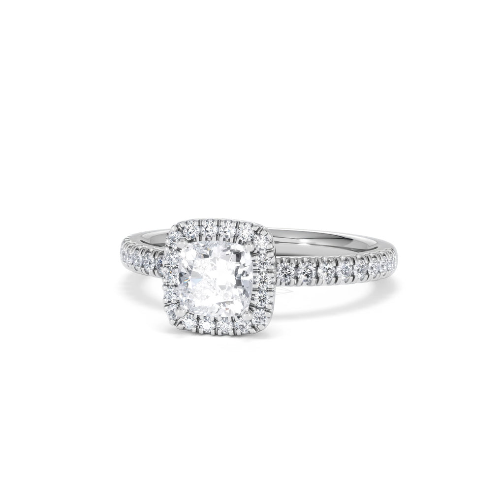 Beatrice GIA Diamond Halo Engagement Ring in Platinum 1.25ct G/VS