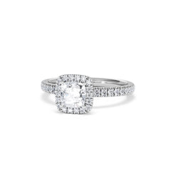 Beatrice GIA Diamond Halo Engagement Ring in Platinum 1.25ct G/VS