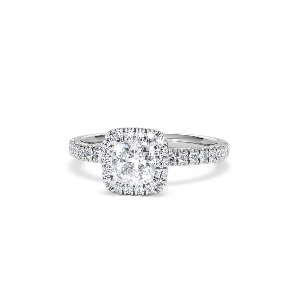 Beatrice GIA Diamond Halo Engagement Ring in Platinum 1.25ct G/VS