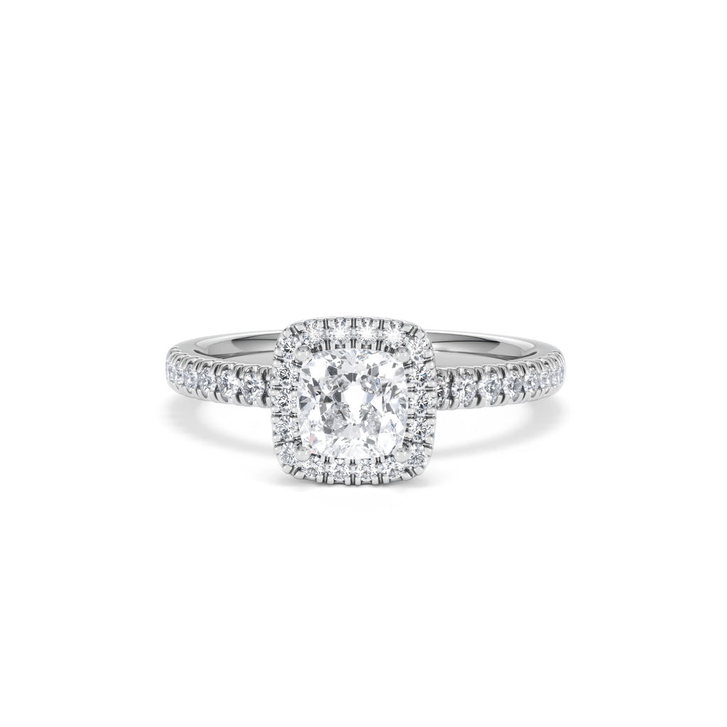 Beatrice GIA Diamond Halo Engagement Ring in Platinum 1.25ct G/VS