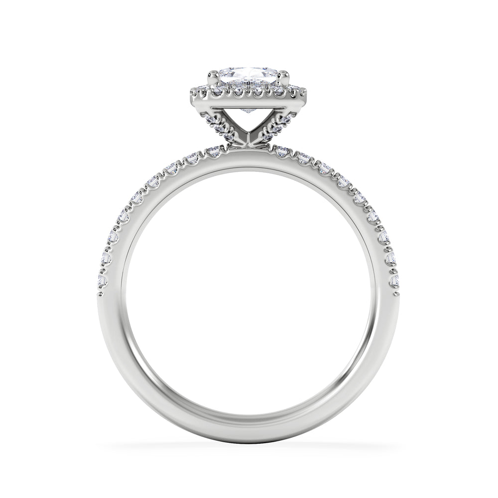 Beatrice GIA Diamond Halo Engagement Ring in Platinum 1.25ct H/SI
