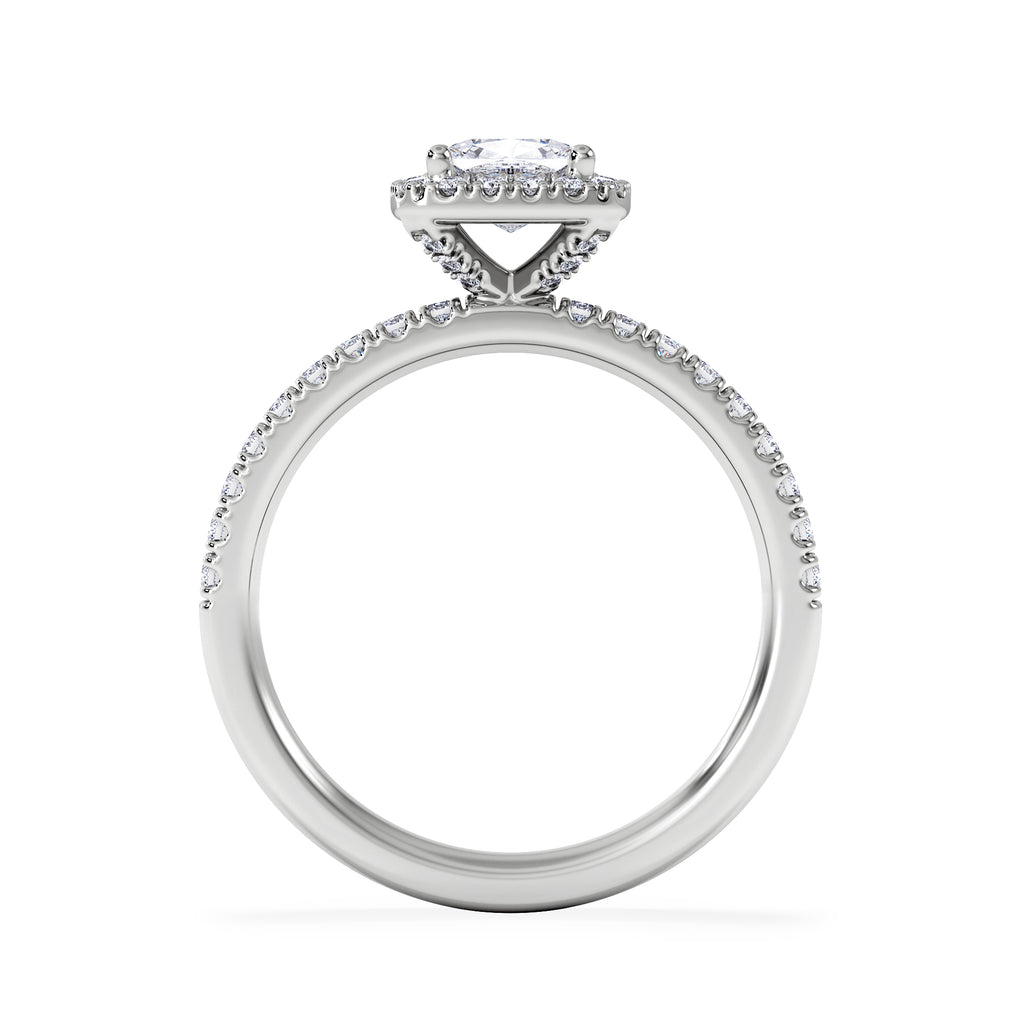 Beatrice GIA Diamond Halo Engagement Ring in Platinum 1.25ct H/SI