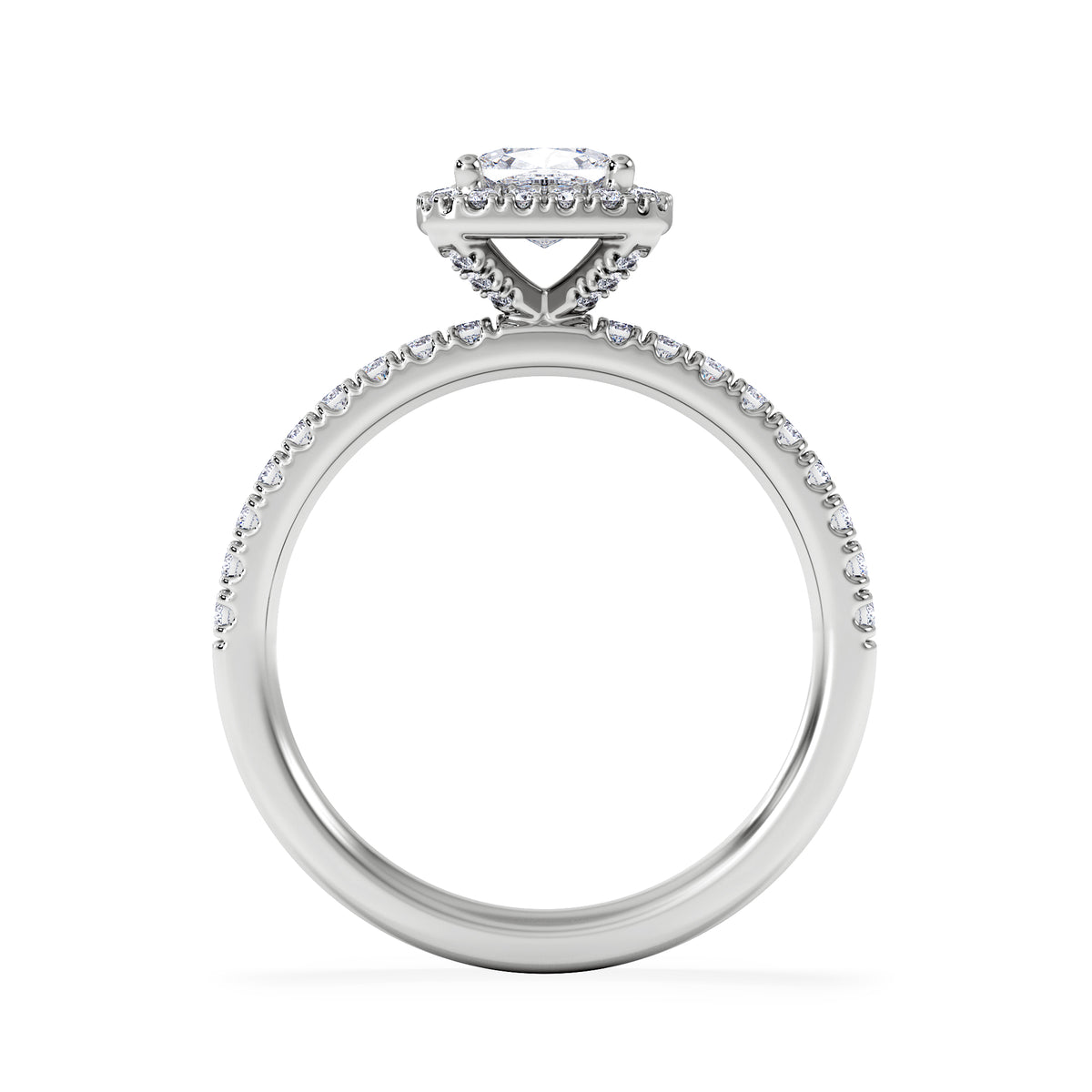 Beatrice GIA Diamond Halo Engagement Ring in Platinum 1.25ct H/SI