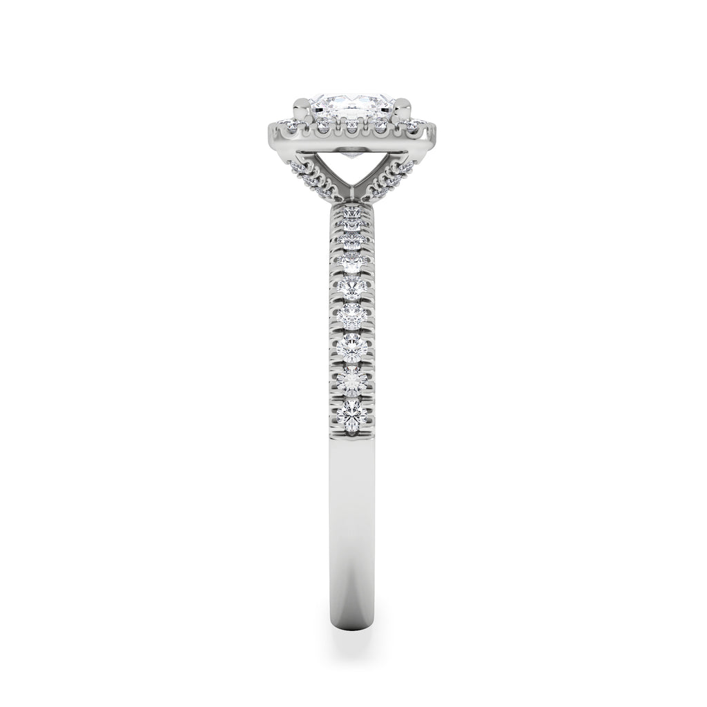 Beatrice GIA Diamond Halo Engagement Ring in Platinum 1.25ct H/SI