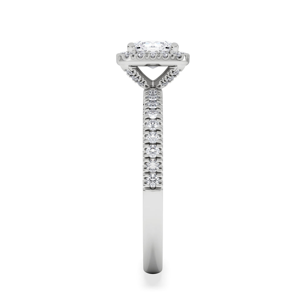 Beatrice GIA Diamond Halo Engagement Ring 18K White Gold 1.25ct H/SI