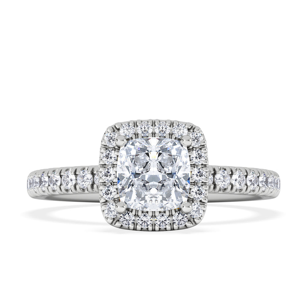 Beatrice GIA Diamond Halo Engagement Ring in Platinum 1.25ct H/SI