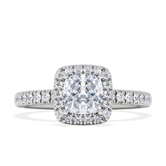 Beatrice GIA Diamond Halo Engagement Ring in Platinum 1.25ct H/SI