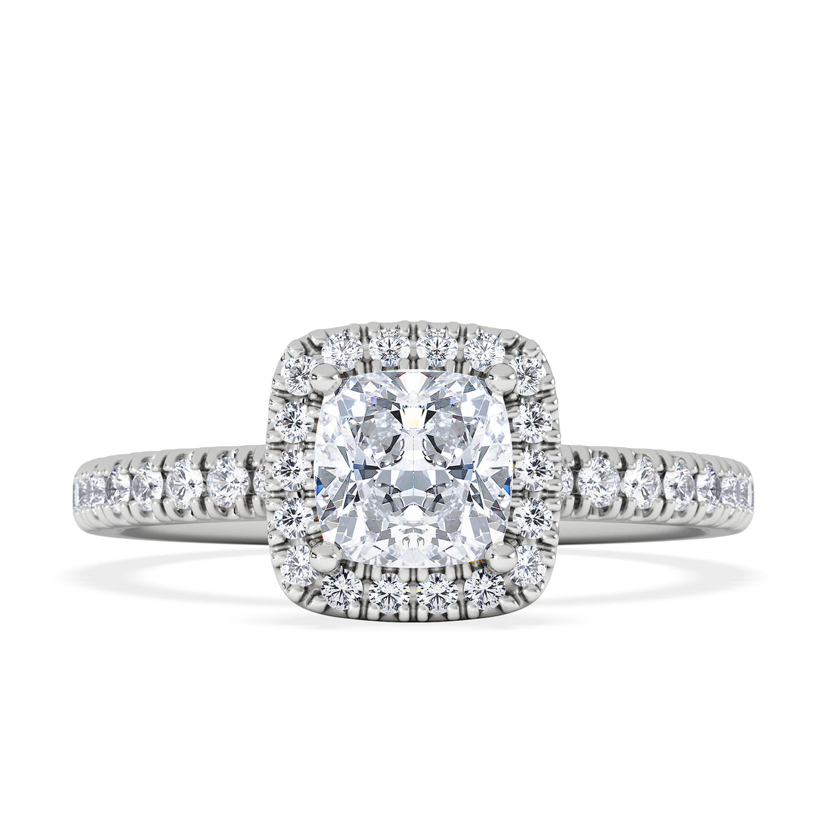 Beatrice GIA Diamond Halo Engagement Ring in Platinum 1.25ct H/SI