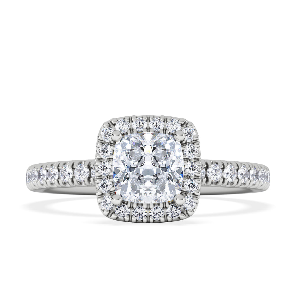 Beatrice GIA Diamond Halo Engagement Ring in Platinum 1.25ct G/VS