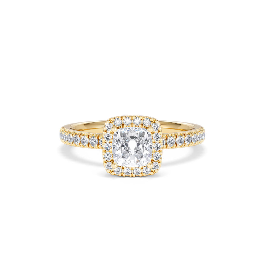 Beatrice GIA Diamond Halo Engagement Ring in 18K Gold 1.25ct G/SI2