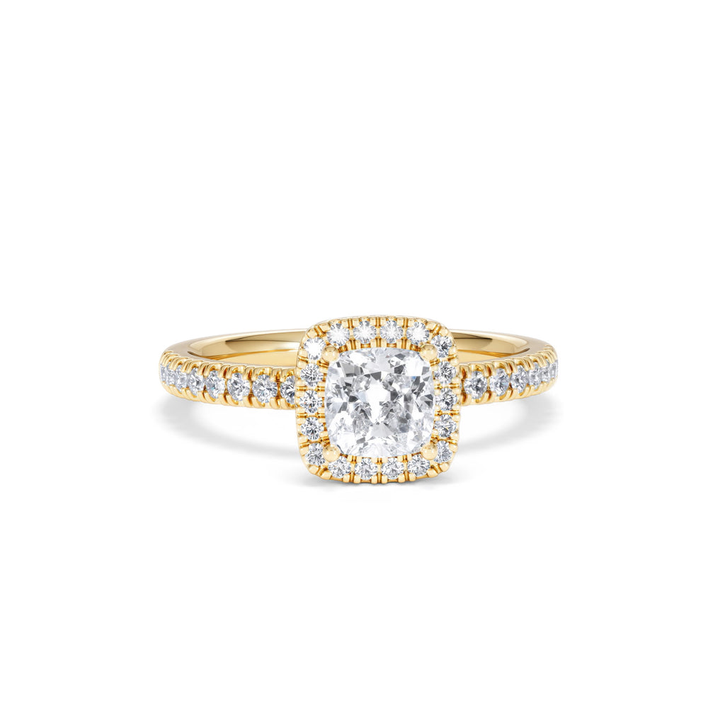 Beatrice GIA Diamond Halo Engagement Ring in 18K Gold 1.25ct G/SI2