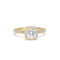 Beatrice GIA Diamond Halo Engagement Ring in 18K Gold 1.25ct G/SI2