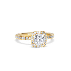 Beatrice GIA Diamond Halo Engagement Ring in 18K Gold 1.25ct G/SI2