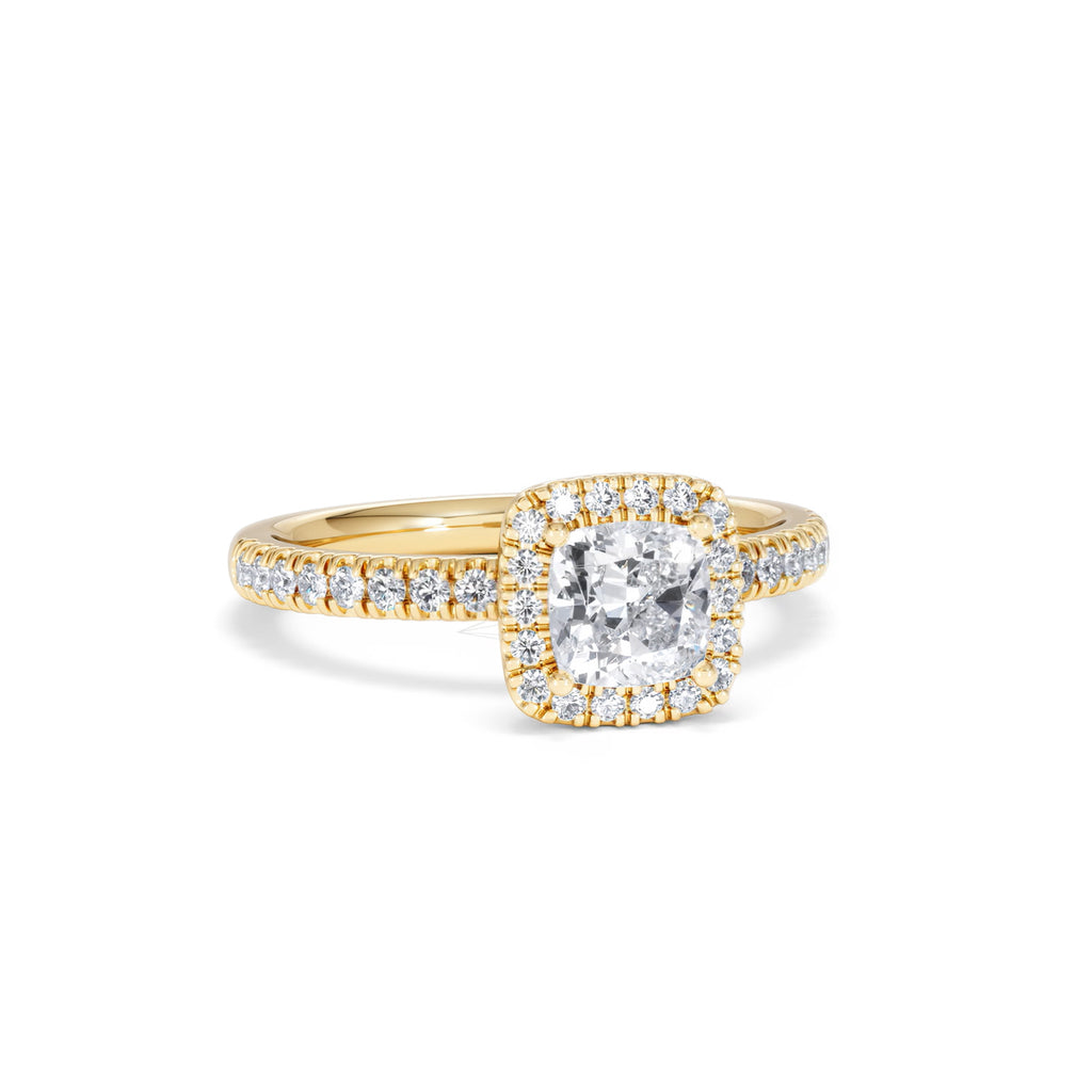 Beatrice GIA Diamond Halo Engagement Ring in 18K Gold 1.25ct G/SI2