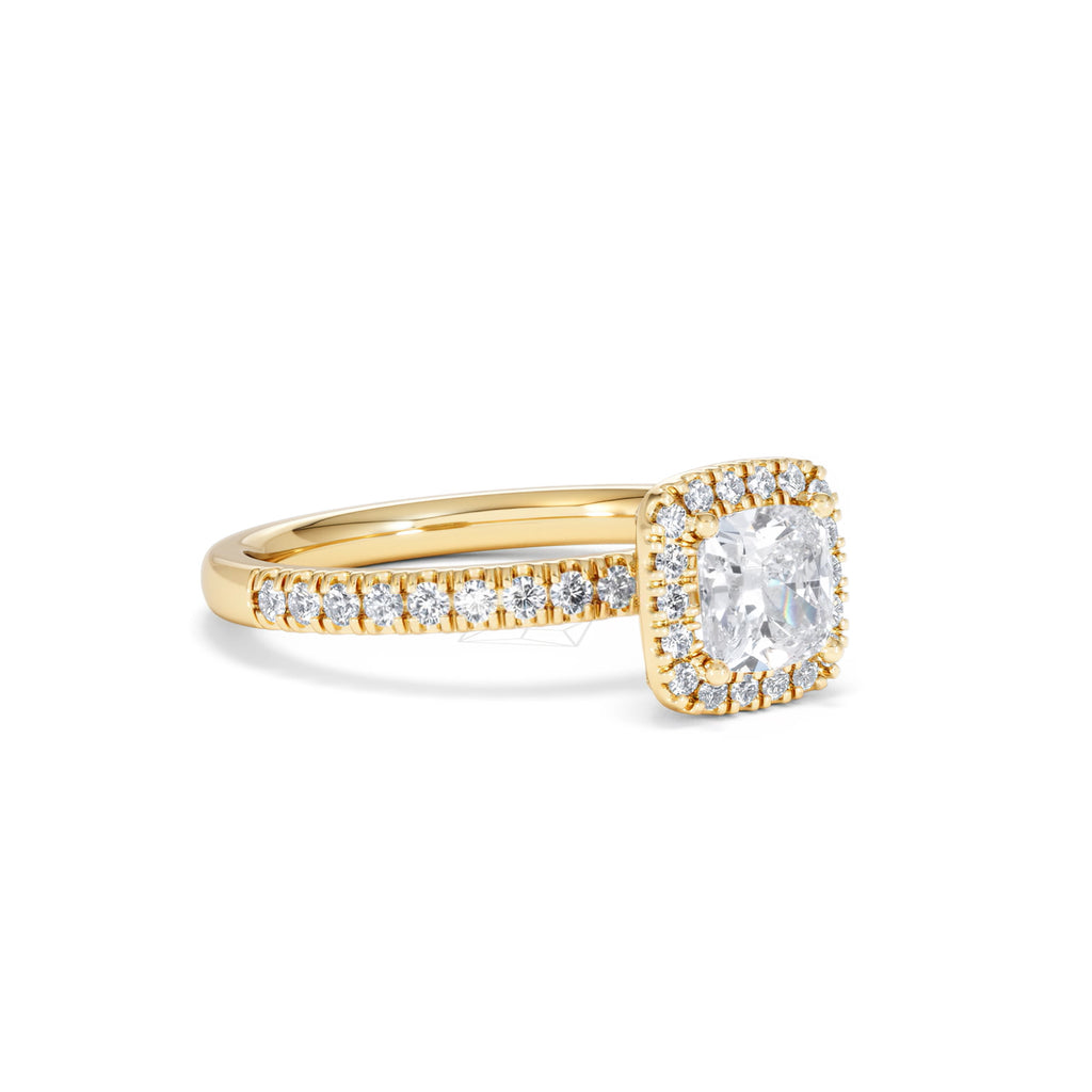Beatrice GIA Diamond Halo Engagement Ring in 18K Gold 1.25ct G/SI2