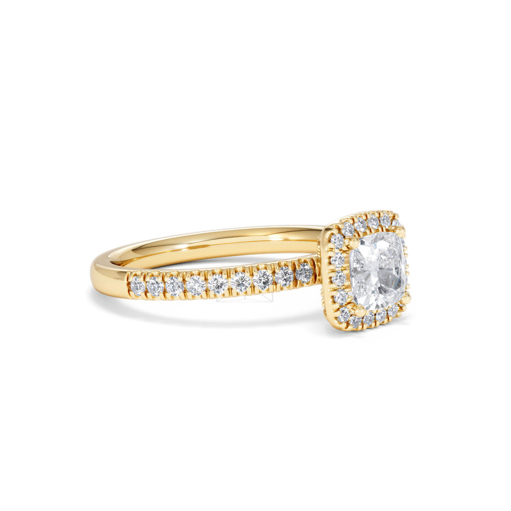 Beatrice GIA Diamond Halo Engagement Ring in 18K Gold 1.25ct G/SI2