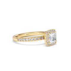 Beatrice GIA Diamond Halo Engagement Ring in 18K Gold 1.25ct G/SI2