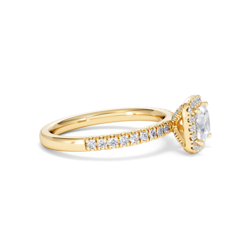 Beatrice GIA Diamond Halo Engagement Ring in 18K Gold 1.25ct G/SI2
