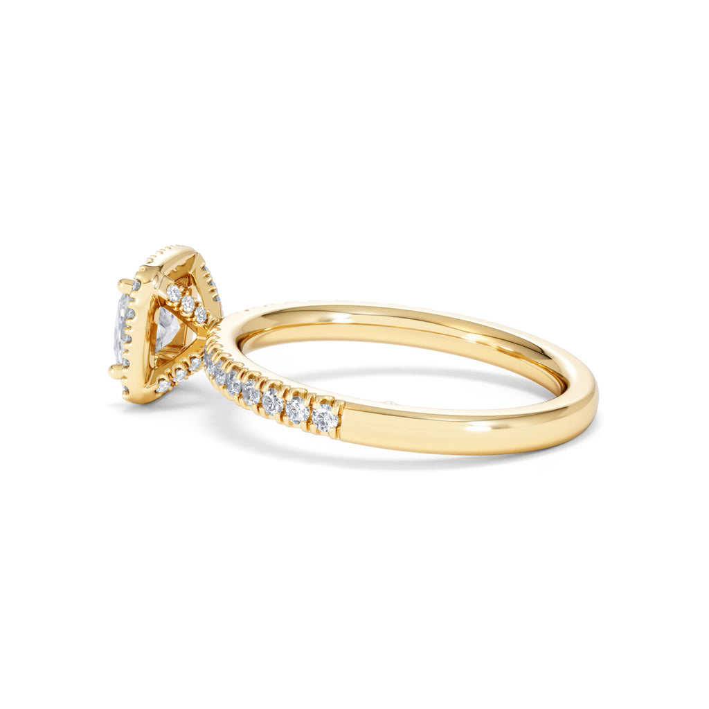 Beatrice GIA Diamond Halo Engagement Ring in 18K Gold 1.25ct G/SI2
