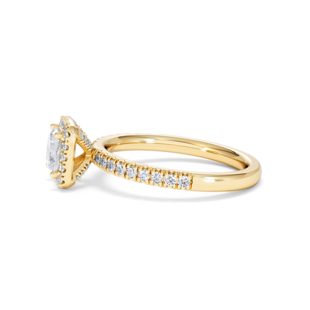 Beatrice GIA Diamond Halo Engagement Ring in 18K Gold 1.25ct G/SI2