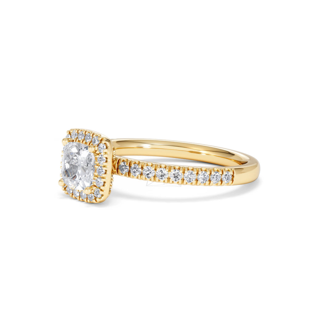 Beatrice GIA Diamond Halo Engagement Ring in 18K Gold 1.25ct G/SI2
