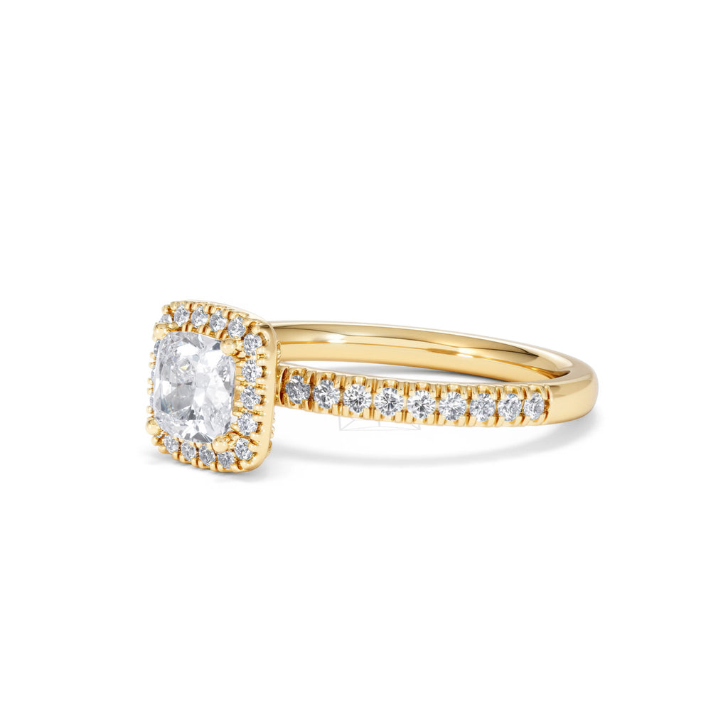 Beatrice GIA Diamond Halo Engagement Ring in 18K Gold 1.25ct G/SI2