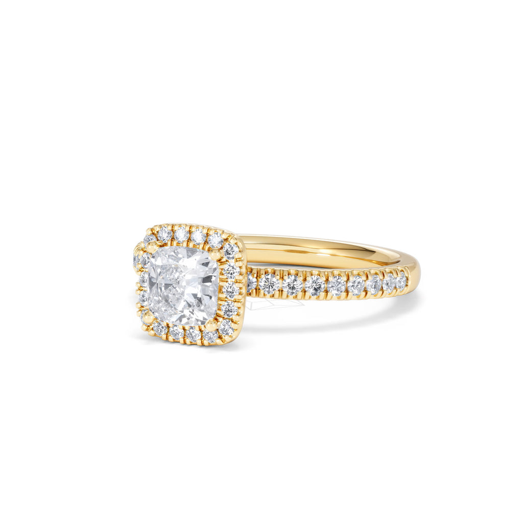 Beatrice GIA Diamond Halo Engagement Ring in 18K Gold 1.25ct G/SI2