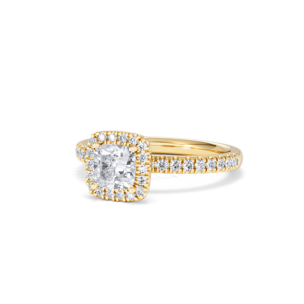 Beatrice GIA Diamond Halo Engagement Ring in 18K Gold 1.25ct G/SI2