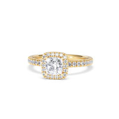 Beatrice GIA Diamond Halo Engagement Ring in 18K Gold 1.25ct G/SI2