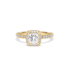 Beatrice GIA Diamond Halo Engagement Ring in 18K Gold 1.25ct G/SI2