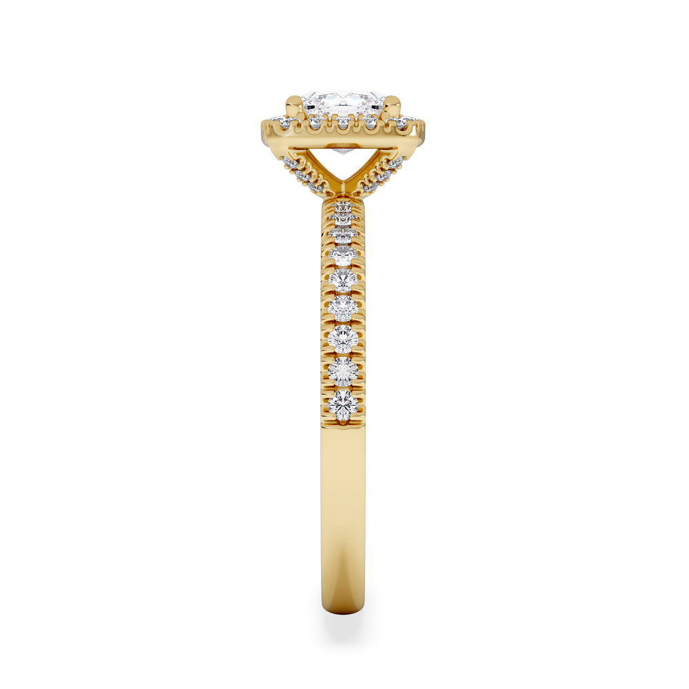 Beatrice GIA Diamond Halo Engagement Ring in 18K Gold 1.25ct G/SI2