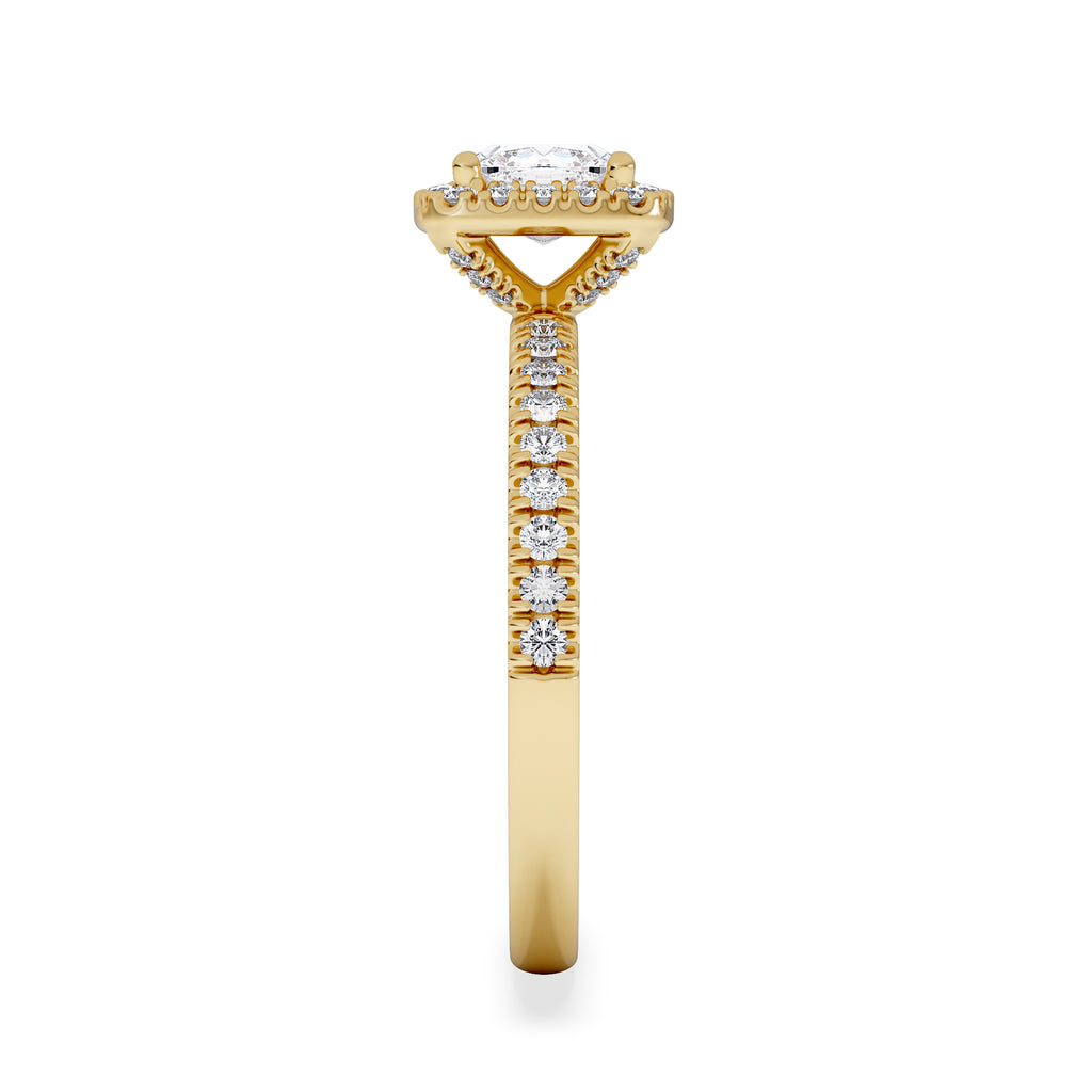 Beatrice GIA Diamond Halo Engagement Ring in 18K Gold 1.25ct G/SI2