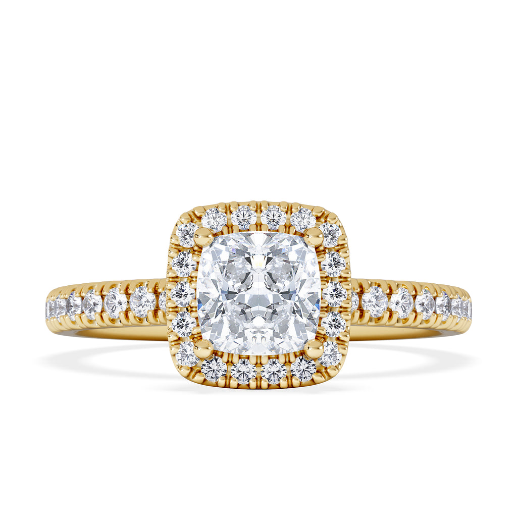 Beatrice GIA Diamond Halo Engagement Ring in 18K Gold 1.25ct G/SI2