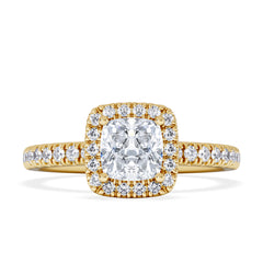 Beatrice GIA Diamond Halo Engagement Ring in 18K Gold 1.25ct G/SI2