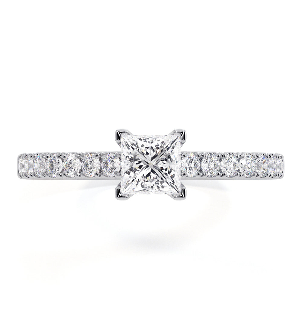 Katerina Princess Diamond Engagement Ring 18KW Gold 0.85ct G/VS1