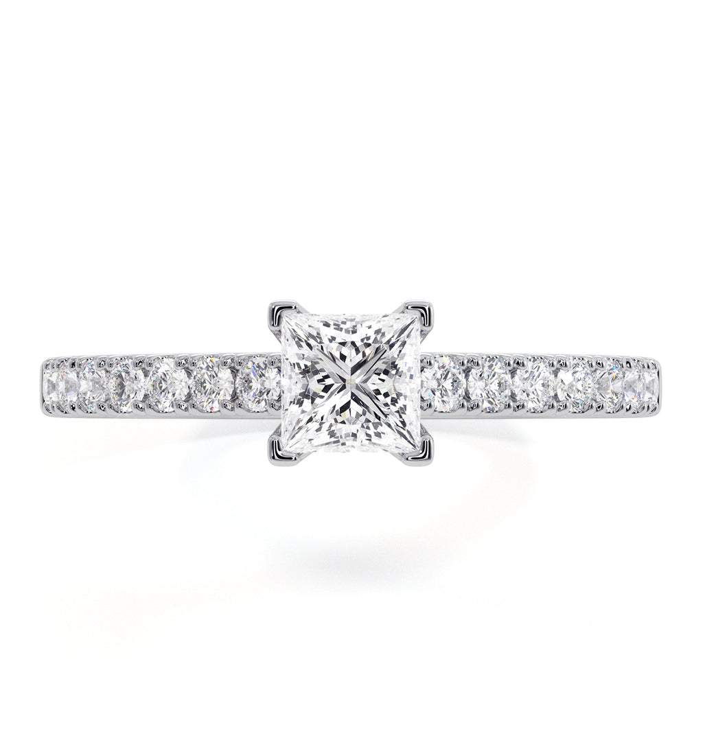 Katerina Princess Diamond Engagement Ring 18KW Gold 0.85ct G/VS1